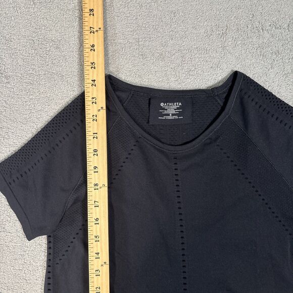 Athleta Foothill T Shirt Women’s Size S Black Vented Workout Outdoors Yoga Basic - Picture 7 of 13